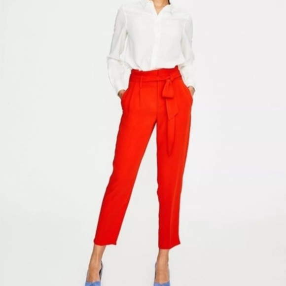Boden Melina Orange High Waist Taper Trousers Pants - Picture 3 of 13